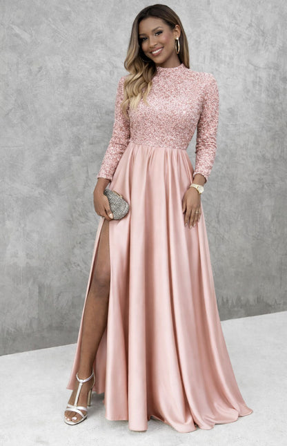 Gaia – Abito Elegante Da Evento Con Spacco Laterale E Corpetto Rifinito