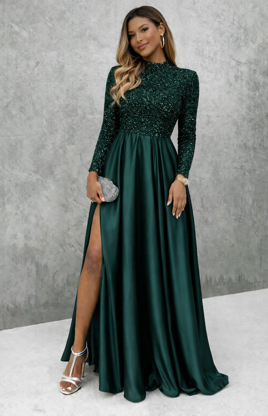Gaia – Abito Elegante Da Evento Con Spacco Laterale E Corpetto Rifinito