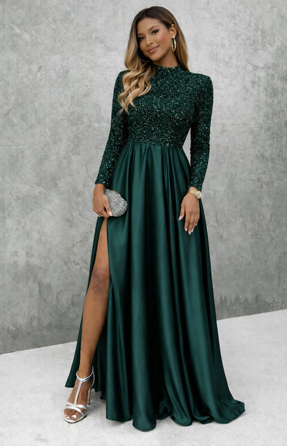 Gaia – Abito Elegante Da Evento Con Spacco Laterale E Corpetto Rifinito