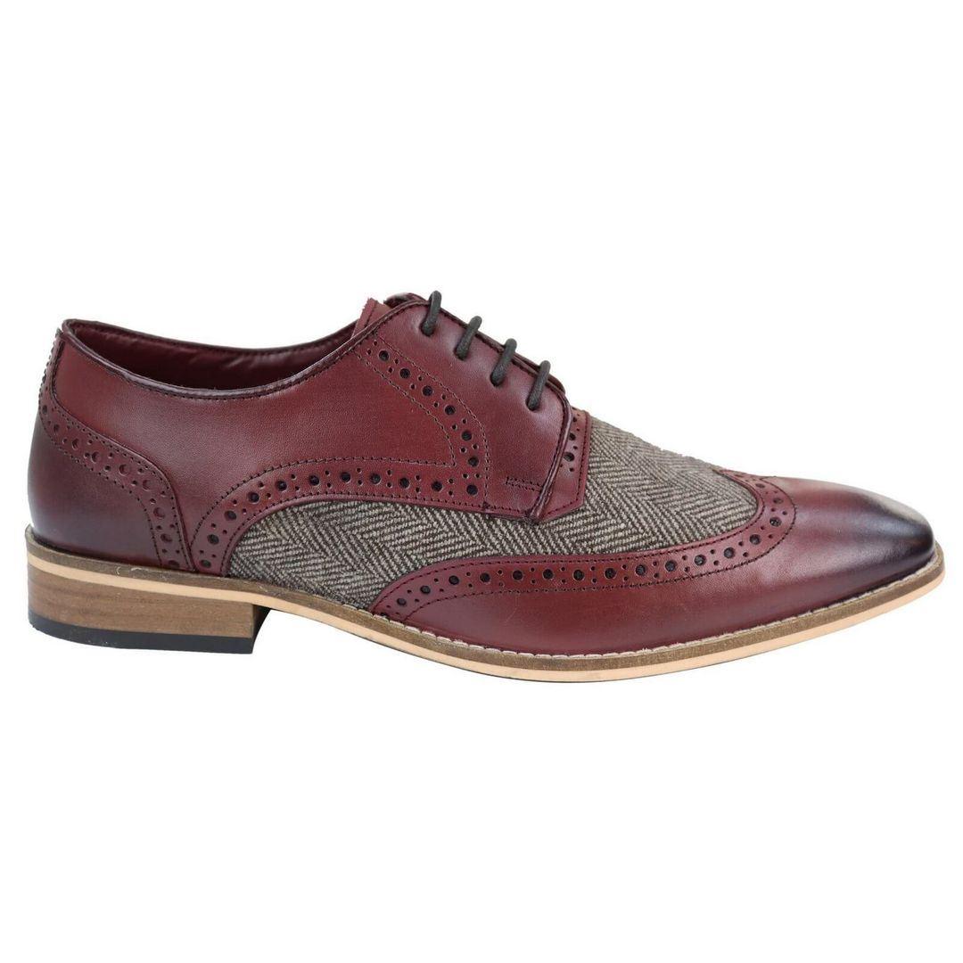 Leandro – Brogue Uomo in Pelle e Tweed Stile Gatsby Peaky Blinders