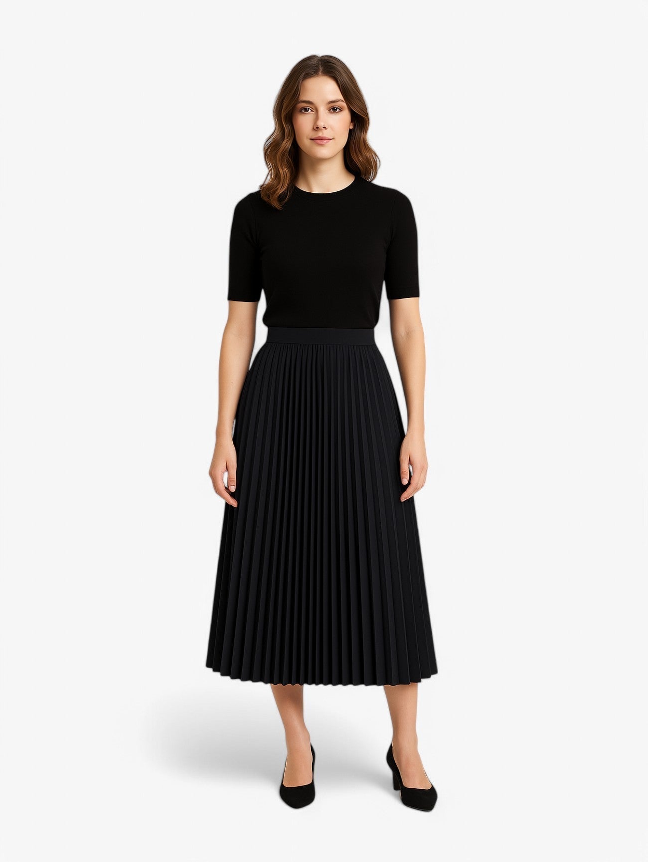 Rosamila - Gonna Midi Plissettata Vita Alta A-line Donna