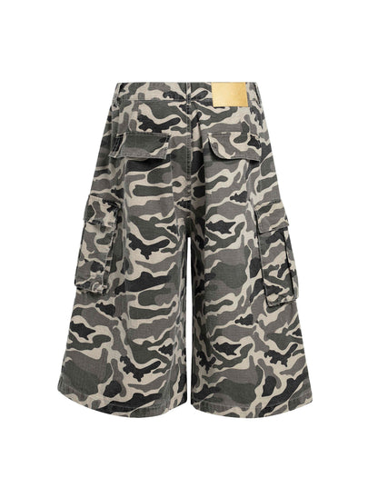 Pura - Pantaloni Cargo Capri Camouflage Ruched Donna Moderni