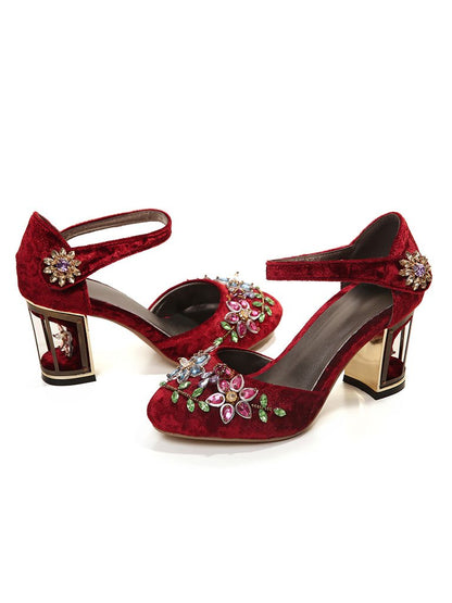 Dalila – Pump Mary Jane Luxury con Cristalli e Ricamo Floreale