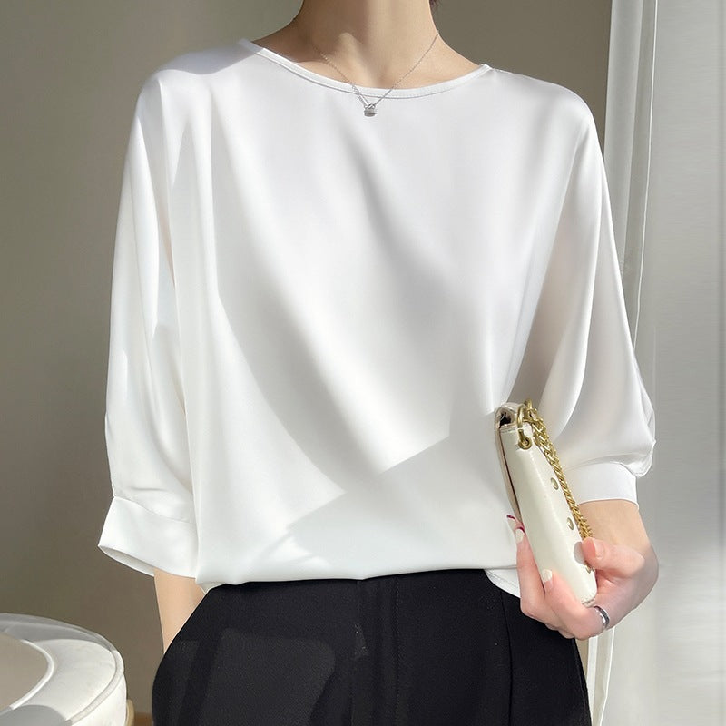 Eugenia – T-Shirt Larga A Maniche Corte Con Scollo Tondo