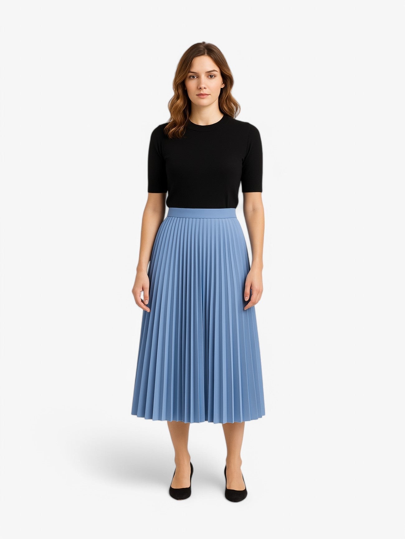 Rosamila - Gonna Midi Plissettata Vita Alta A-line Donna