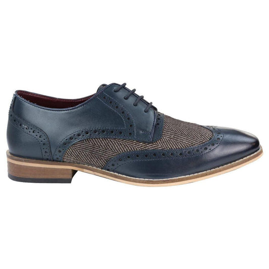 Leandro – Brogue Uomo in Pelle e Tweed Stile Gatsby Peaky Blinders