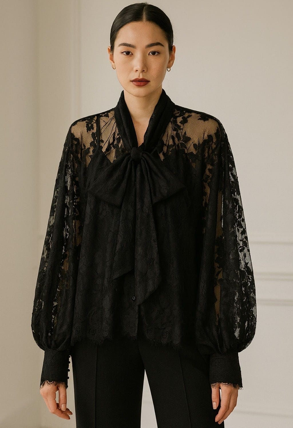 Fulvia - Blusa con Dettagli Pizzo Donna Romantica