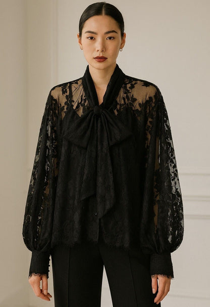 Fulvia - Blusa con Dettagli Pizzo Donna Romantica