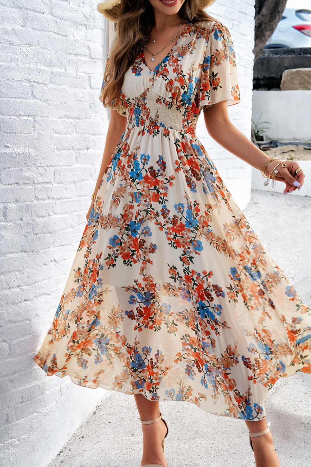 Juna – Abito Lungo A Corolla Con Stampa Floreale Dallo Stile Fresco