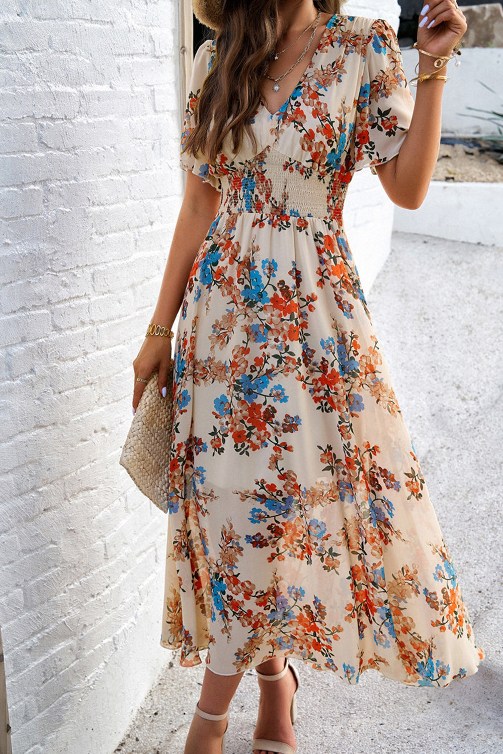 Juna – Abito Lungo A Corolla Con Stampa Floreale Dallo Stile Fresco