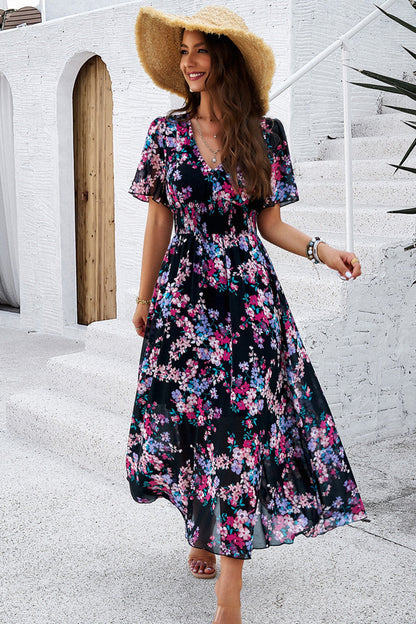Juna – Abito Lungo A Corolla Con Stampa Floreale Dallo Stile Fresco