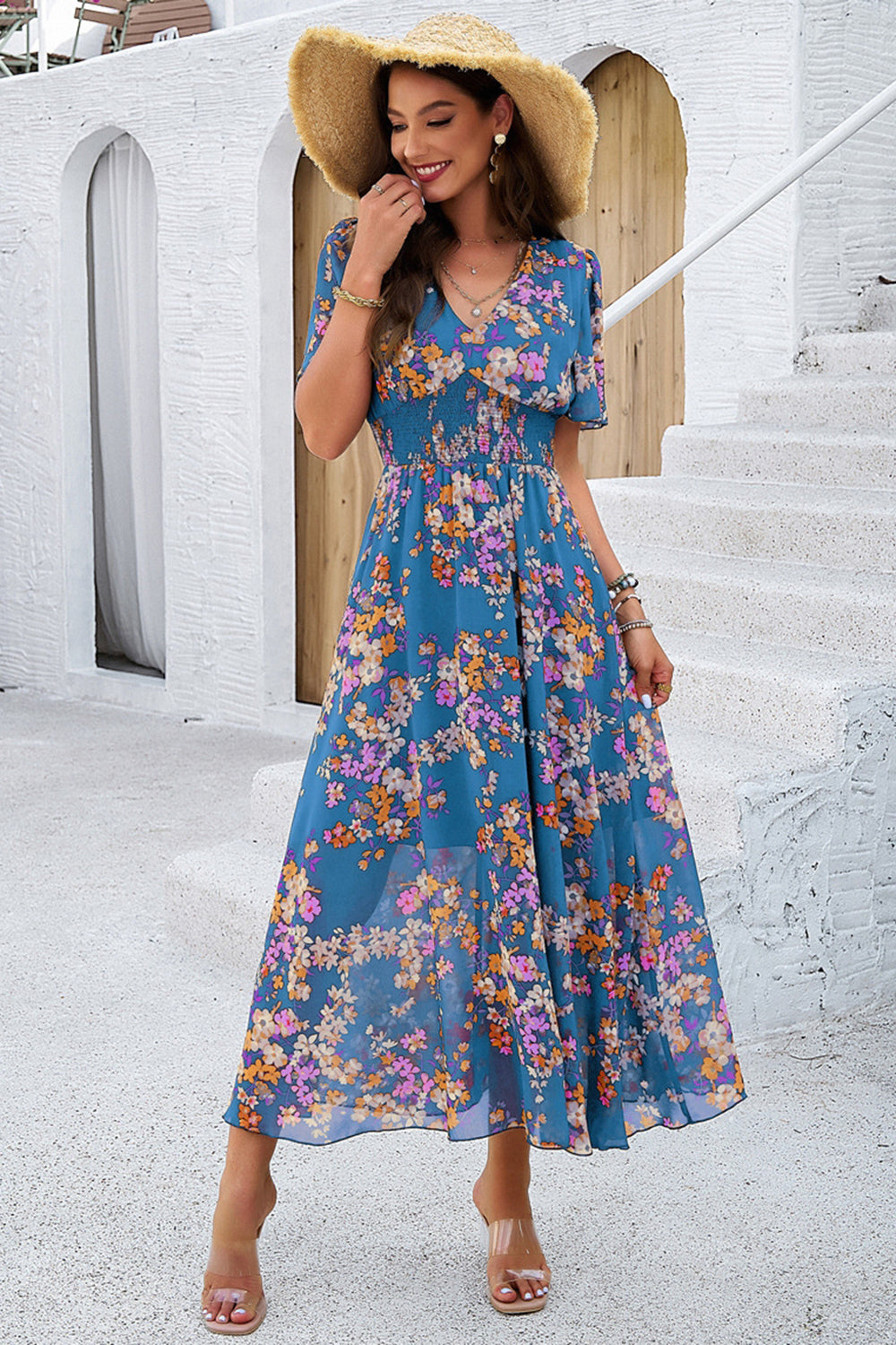 Juna – Abito Lungo A Corolla Con Stampa Floreale Dallo Stile Fresco
