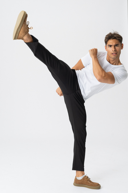Lamberto - Pantaloni Uomo Neri Eleganti Stile Formale Casual
