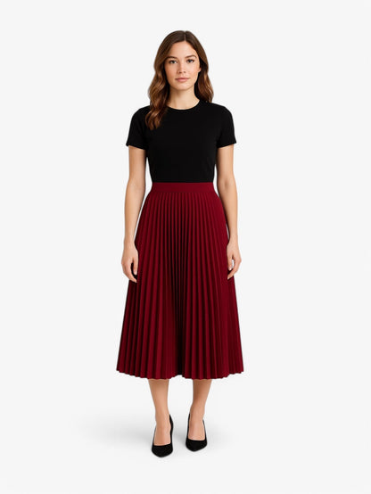 Rosamila - Gonna Midi Plissettata Vita Alta A-line Donna