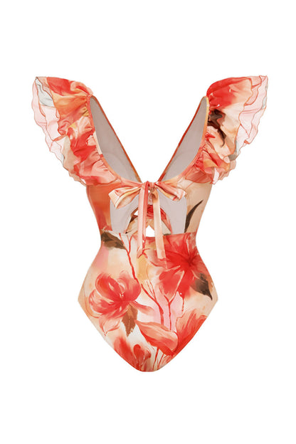 Katia – Set Bikini Con Scollo A V E Abito Da Spiaggia Coordinato