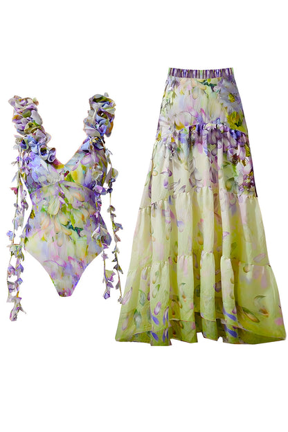 Keira – Bikini Floreale Con Scollo A V E Vestito Mare Abbinato