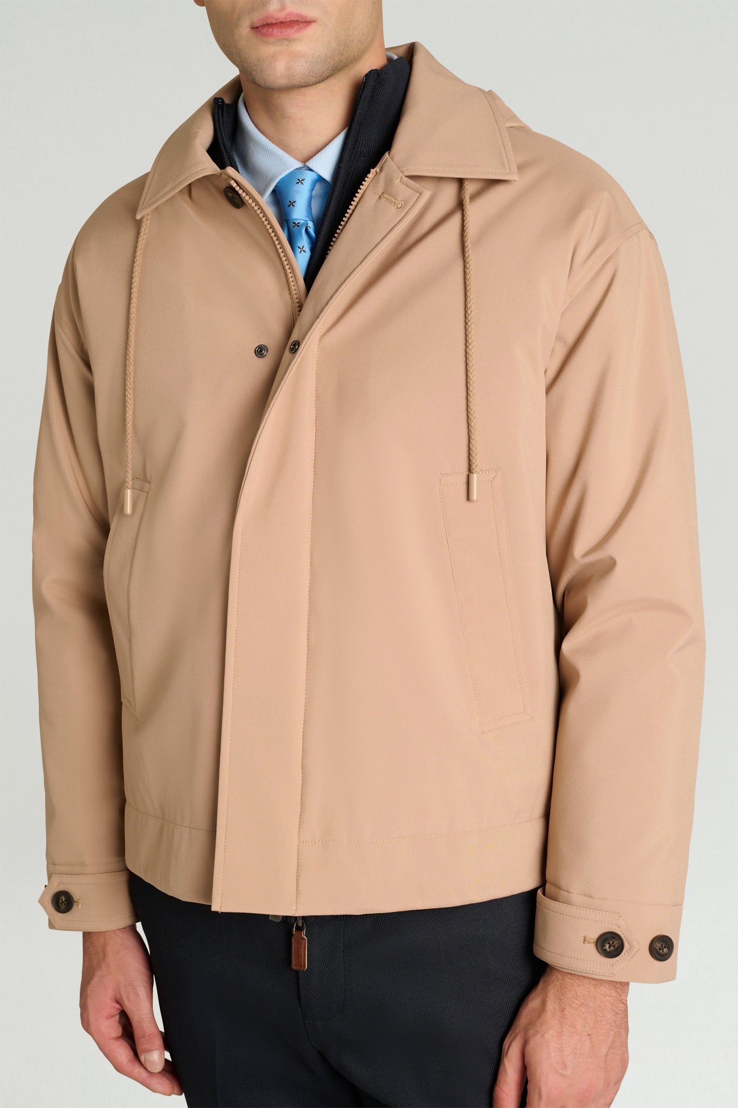 Kieran - Trench Corto Uomo Beige Elegante Moderno