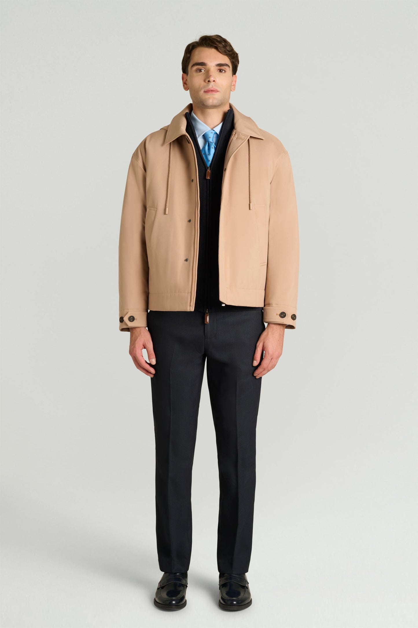 Kieran - Trench Corto Uomo Beige Elegante Moderno