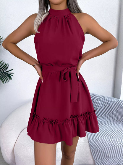 Lucrezia - Abito A-Line Collo Halter Orlo Volant Donna