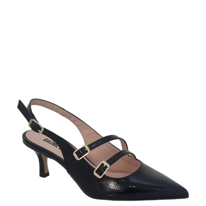 Rino - Décolleté Chanel Donna Cinturini Naplak Nero Elegante