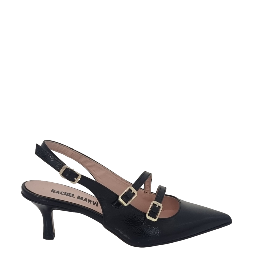 Rino - Décolleté Chanel Donna Cinturini Naplak Nero Elegante