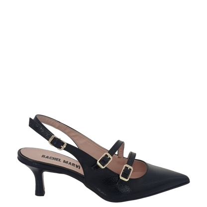 Rino - Décolleté Chanel Donna Cinturini Naplak Nero Elegante