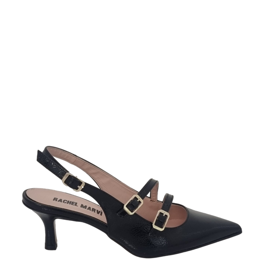 Rino - Décolleté Chanel Donna Cinturini Naplak Nero Elegante