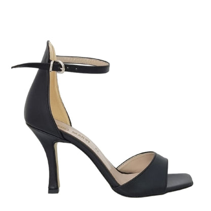 Rexina - Sandali Donna Neri Tacco Alto Forma Quadrata Eleganti