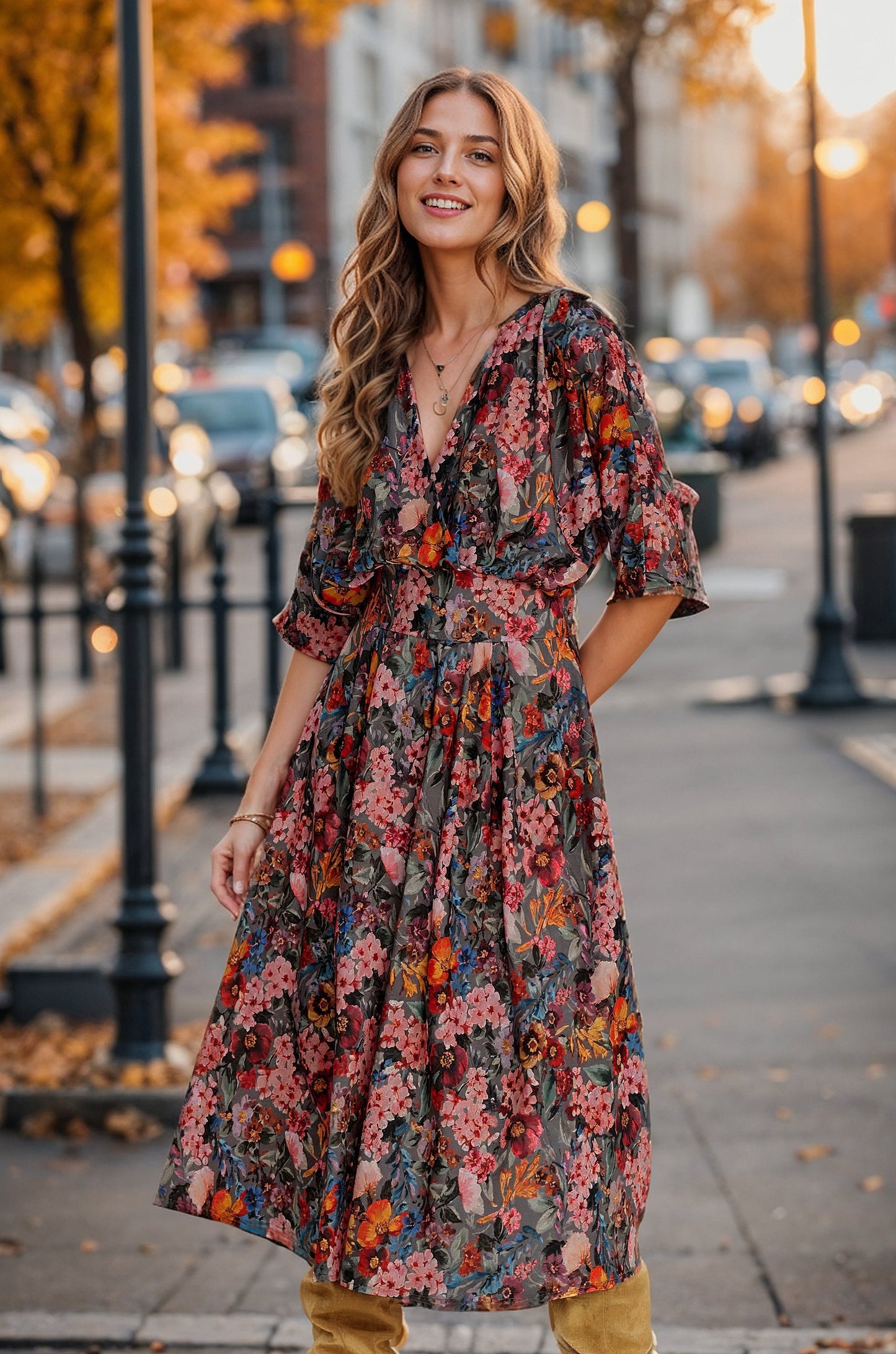 Adriana - Abito Midi Floreale Donna Elegante