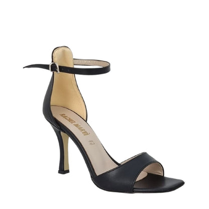 Rexina - Sandali Donna Neri Tacco Alto Forma Quadrata Eleganti