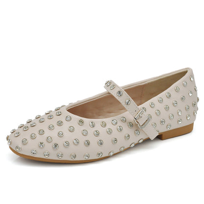 Tiziana – Sandali ballerine donna borchie strass cinturino