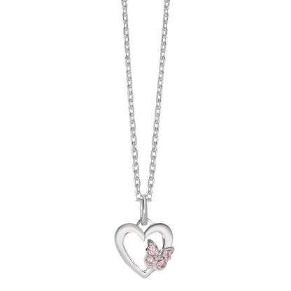 Lorenza – Catena con Ciondolo Farfalla Argento e Zirconia Rosa