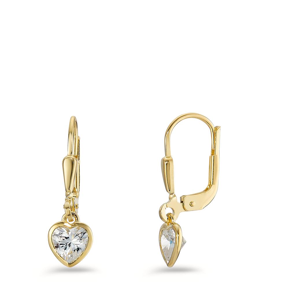 Loranda – Orecchini Cuore Argento Dorato con Zirconia Giallo