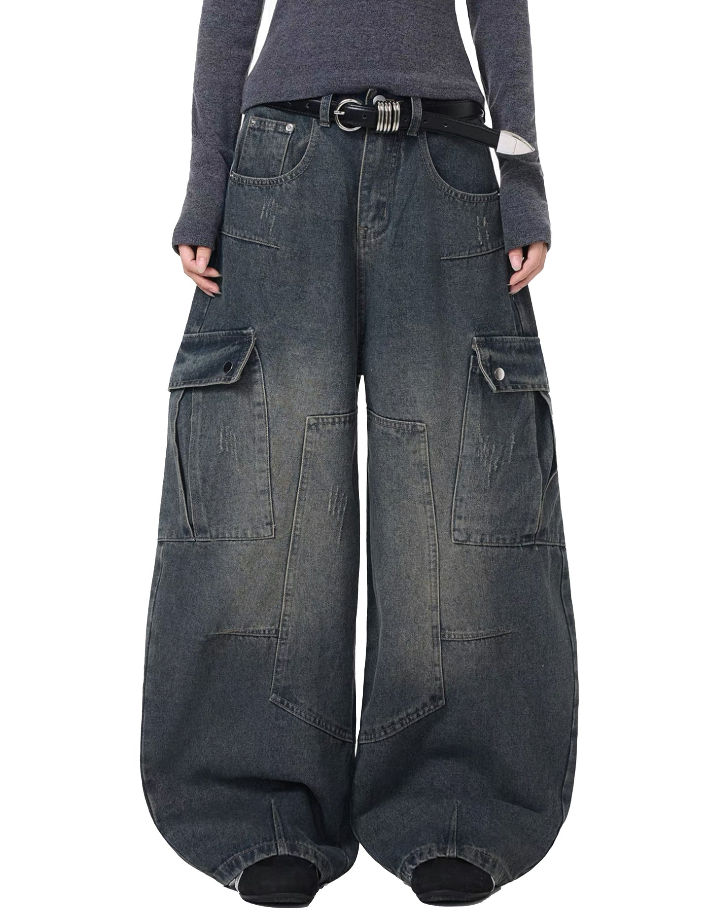 Prisca - Jeans Barrel Multi-Tasche Decostruiti Donna Moderni