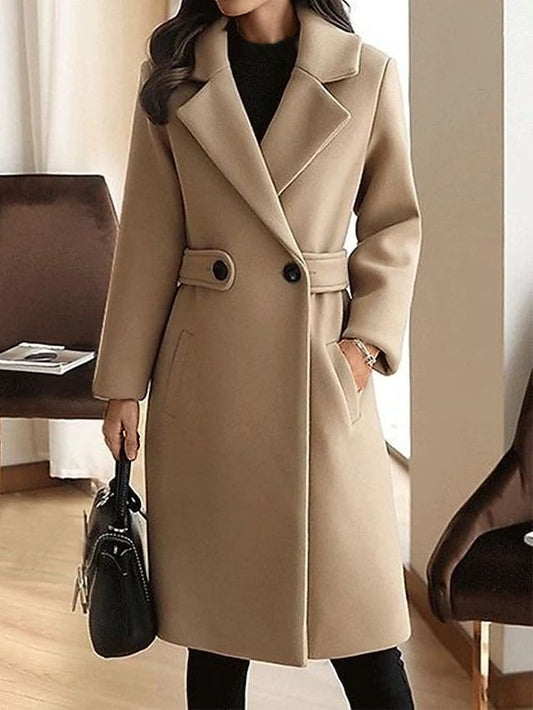 Katia - Cappotto Lungo Donna Doppio Petto con Cintura