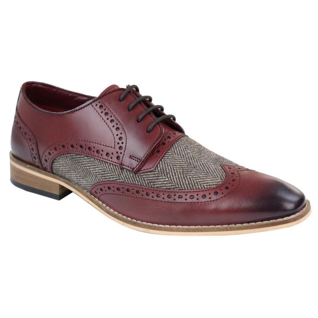 Leandro – Brogue Uomo in Pelle e Tweed Stile Gatsby Peaky Blinders