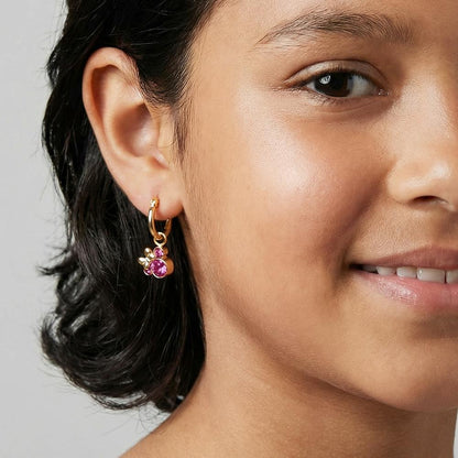 Lucinia – Orecchini a Cerchio Acciaio con Zirconia Rosa e Rivestimento IP Giallo