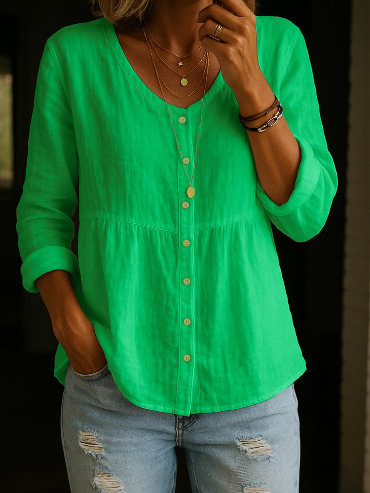Federica – Camicia Con Scollo A V E Chiusura A Bottoni Classica
