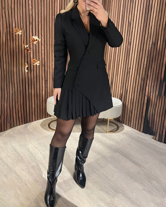 Marcella - Abito Blazer Donna Maniche Lunghe Plissé Elegante