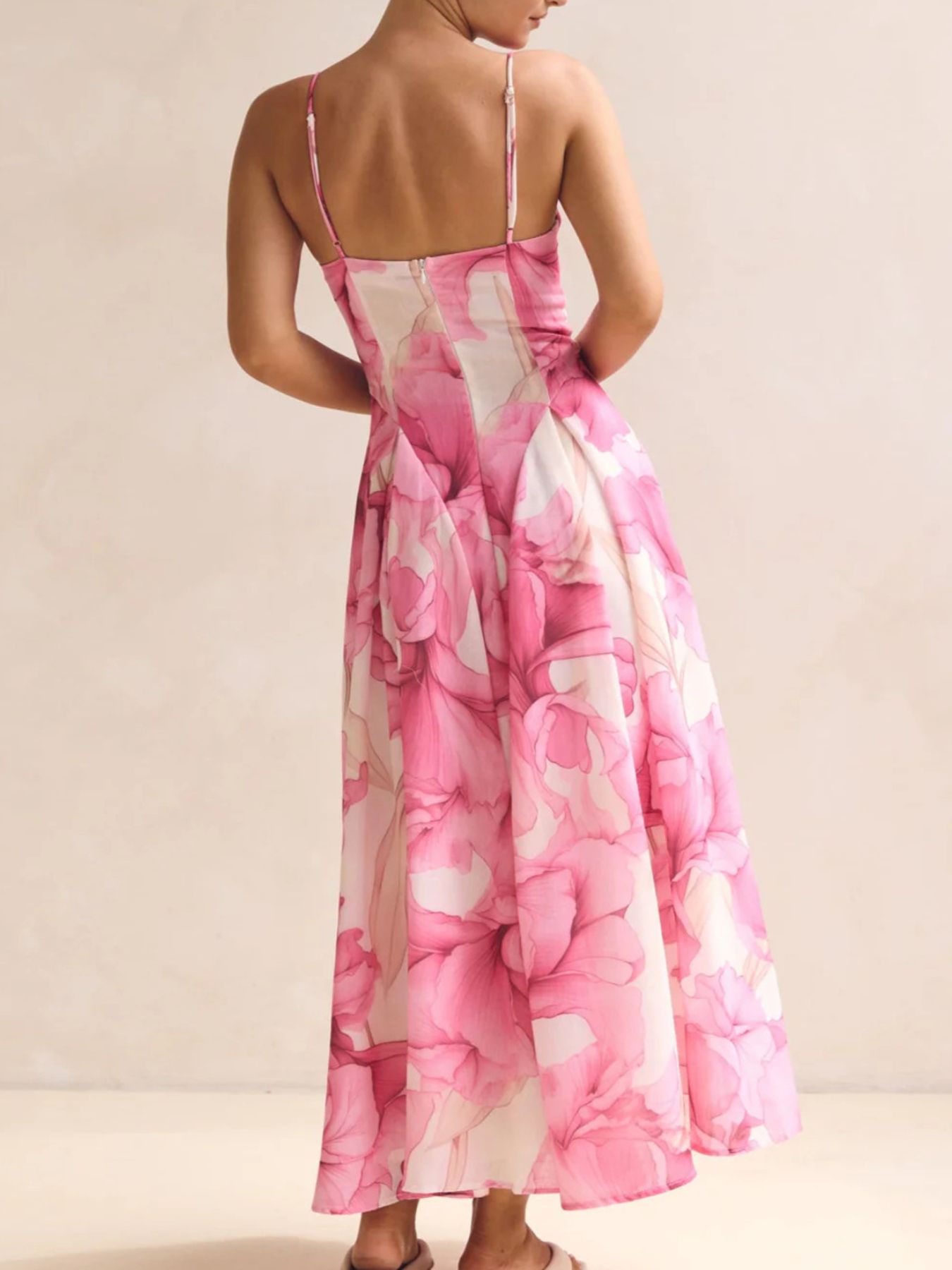 Milena - Abito Midi Stampa Floreale Spalline Sottili Donna