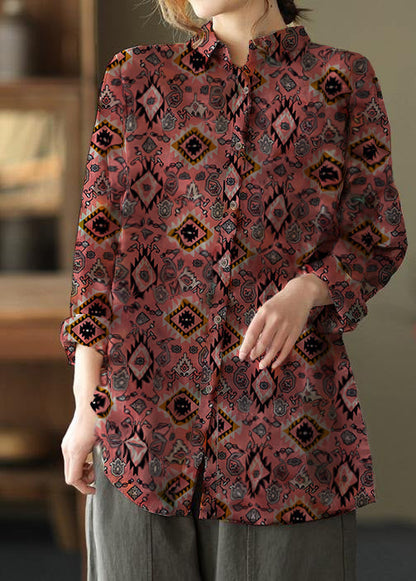 Martina - Blusa Tunica Patchwork Rossa Elegante