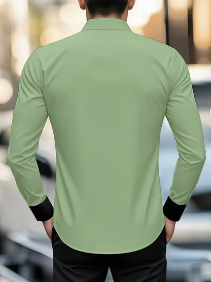 Krispino - Camicia Uomo Elegante Maniche Lunghe Bottoni Chic