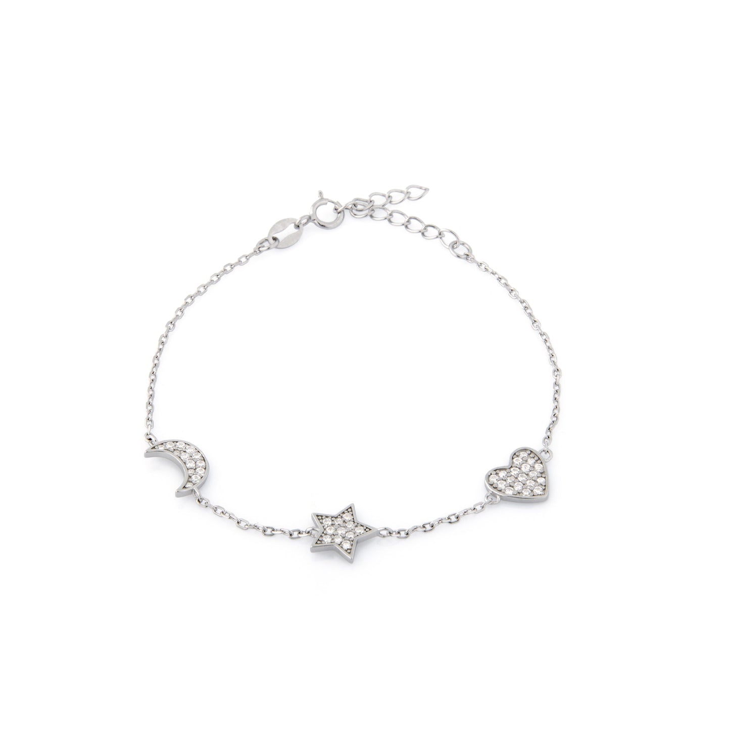 Lirisa – Braccialetto Charms Mia Argento e Zirconi Bianchi