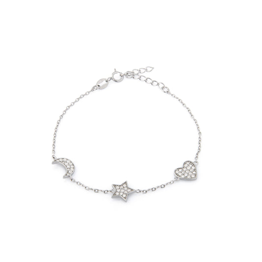 Lirisa – Braccialetto Charms Mia Argento e Zirconi Bianchi