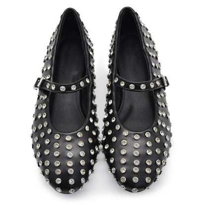 Tiziana – Sandali ballerine donna borchie strass cinturino