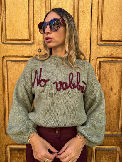 Turrita - Maglione Donna No Vabbè Menta Casual