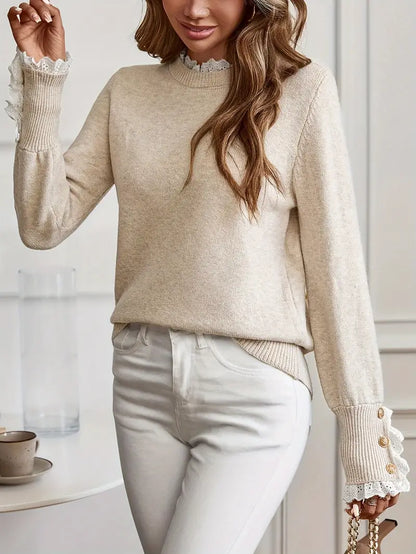 Orsina – Maglione Donna Maniche Lunghe con Volant Elegante