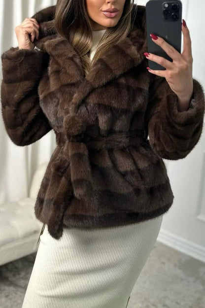 Evelina - Cappotto Donna Cinturato Stampa Tigrata Chic