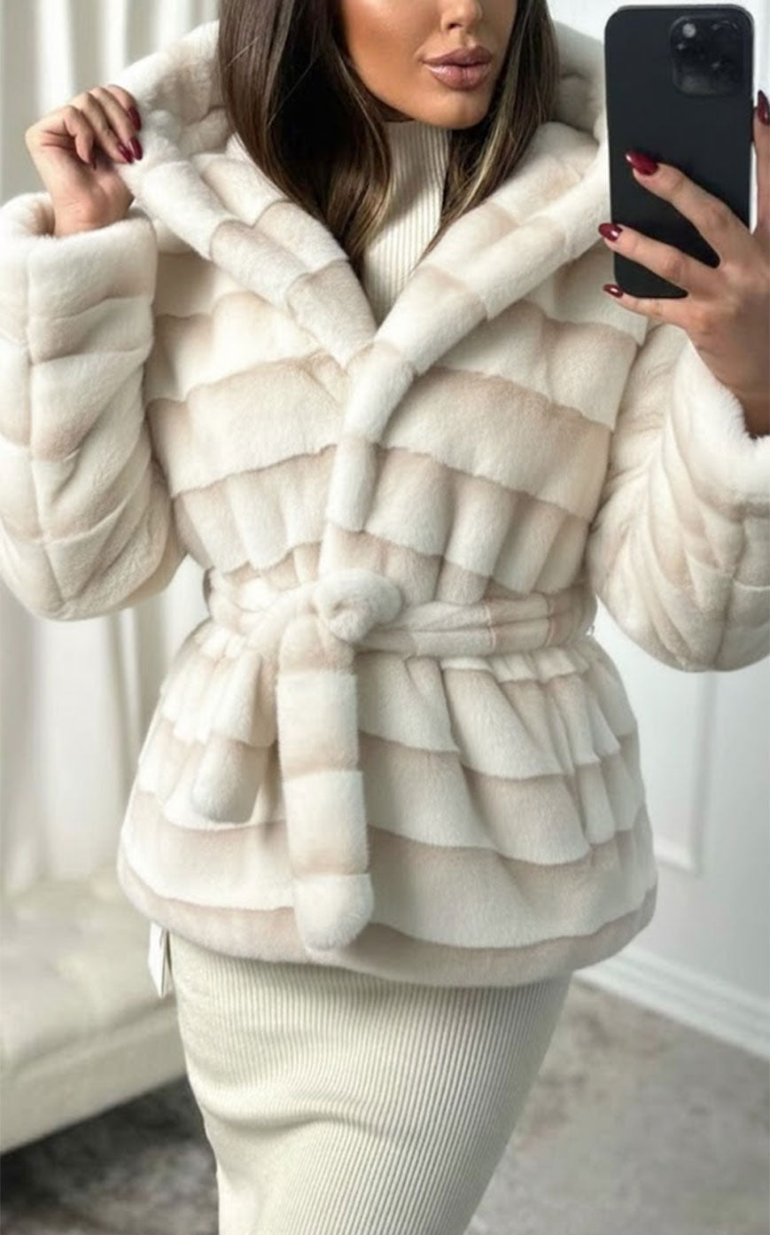 Evelina - Cappotto Donna Cinturato Stampa Tigrata Chic