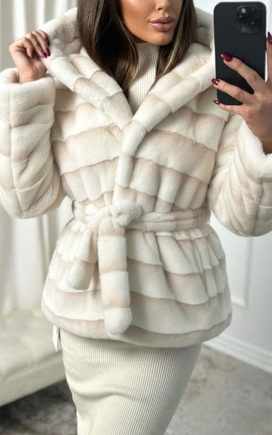 Evelina - Cappotto Donna Cinturato Stampa Tigrata Chic